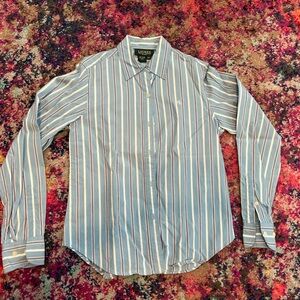 Lauren Ralph Lauren Light Blue Striped Button-Up Shirt P NWOT